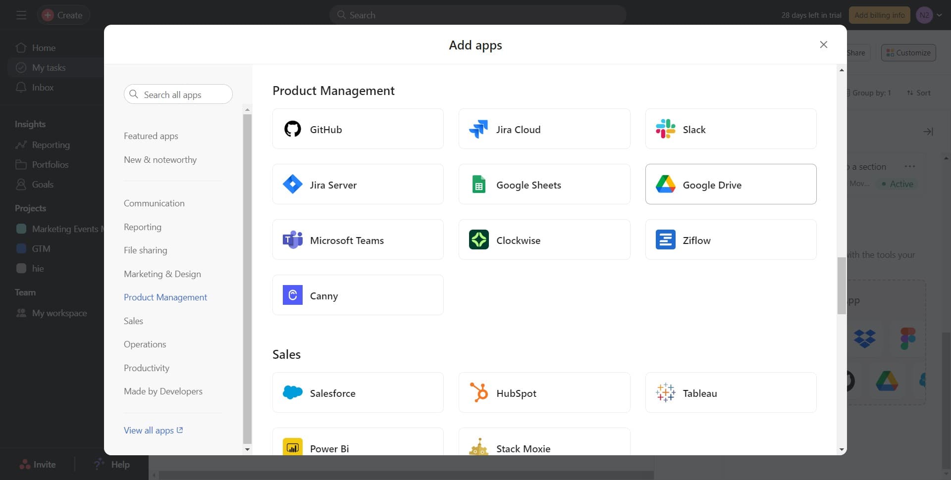 Choose Google Drive integration
