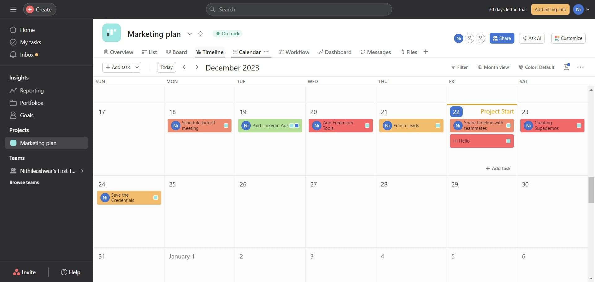 Access Timeline view