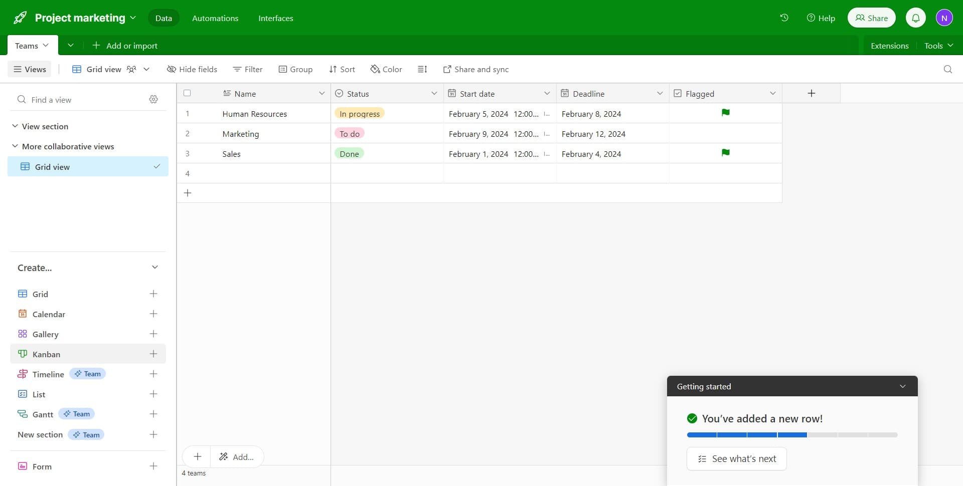 Open the Kanban view type