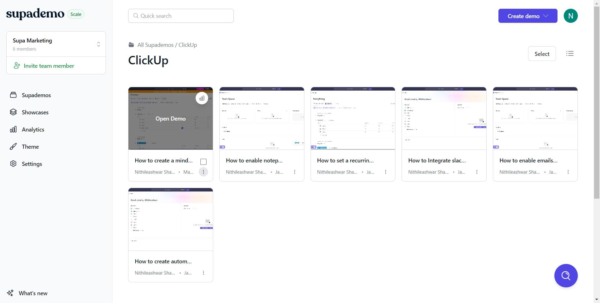 Open the demo sharing options