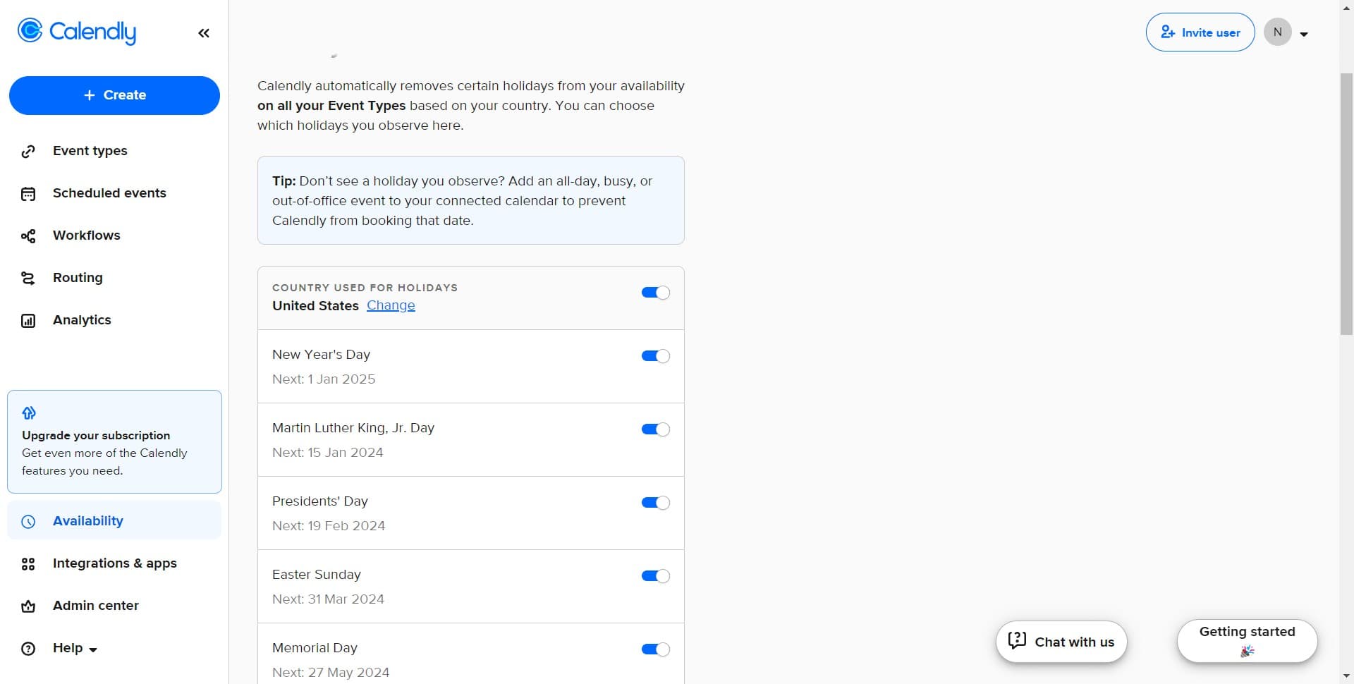 Click on Change to modify settings