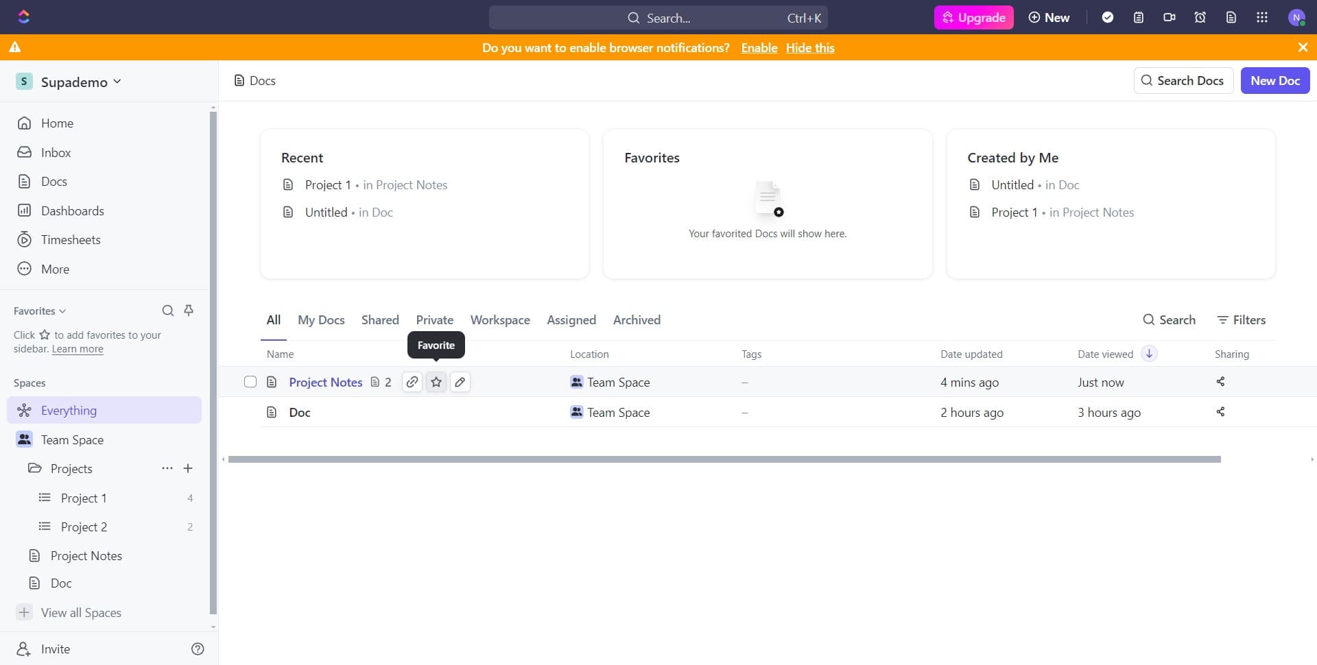 Navigate to the task area