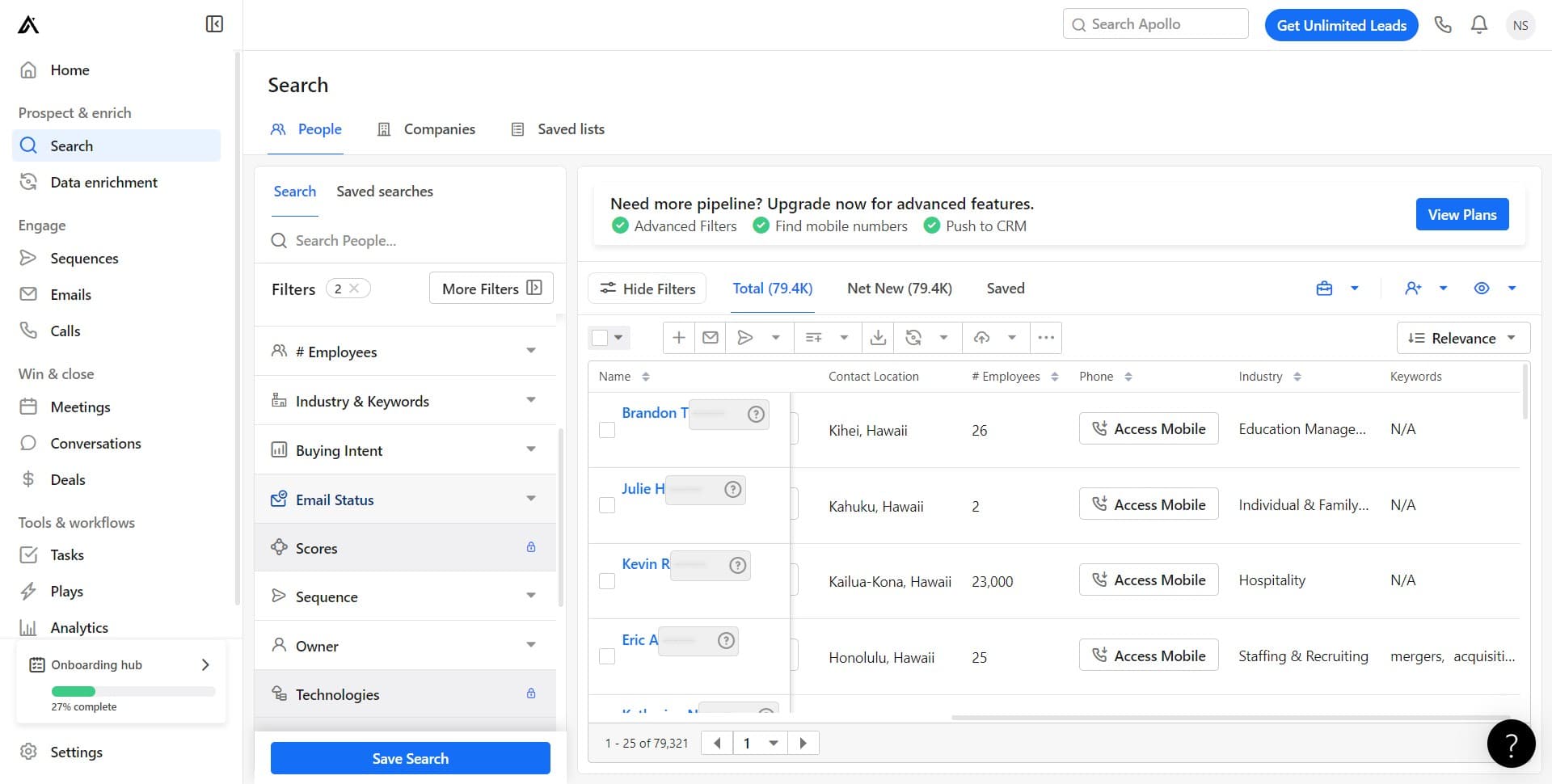 Filter by email status