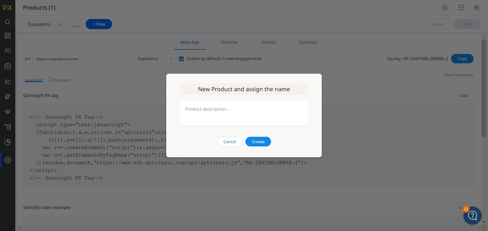 Access the tag creation form