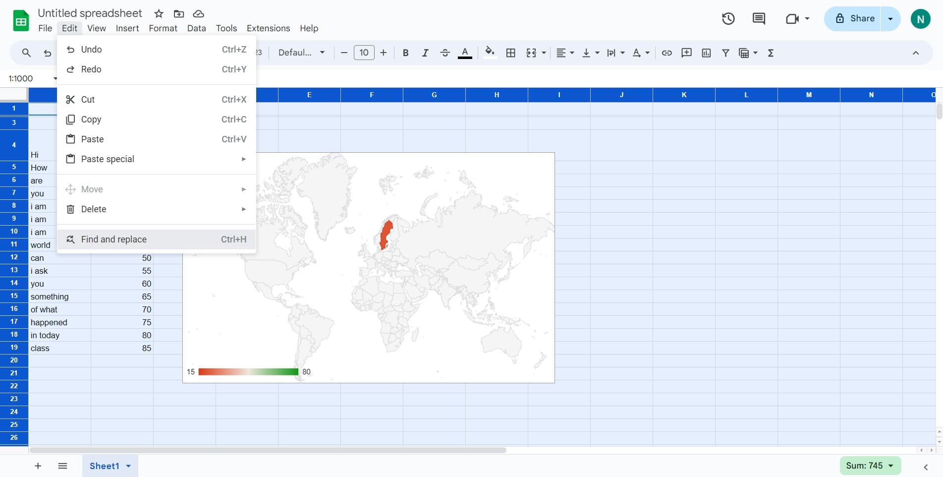 Select Find and replace