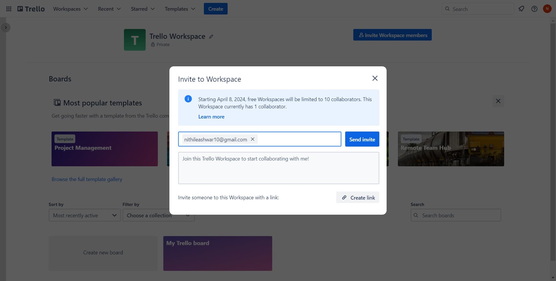 Enter the member email address