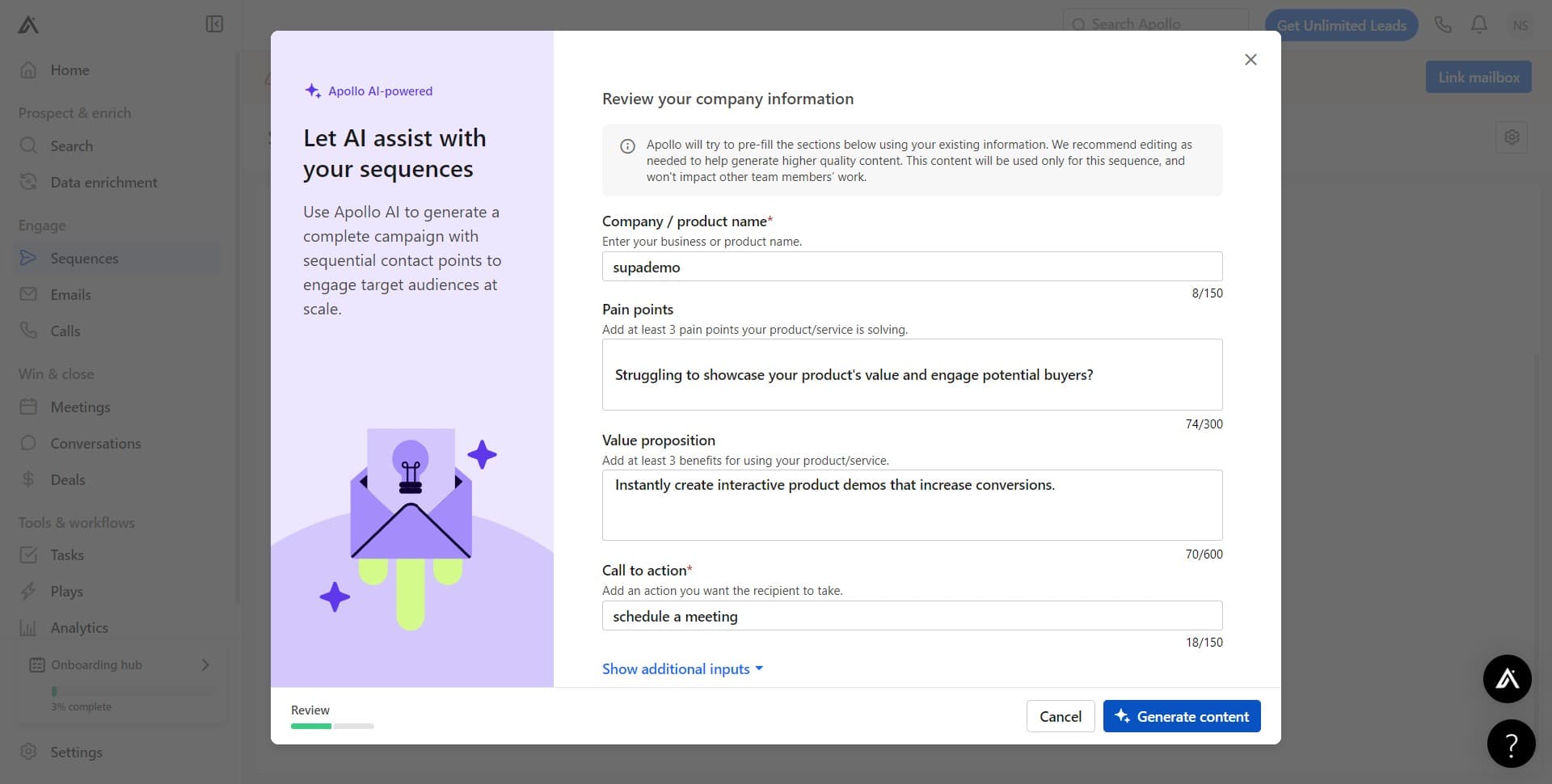 Generate sequence content