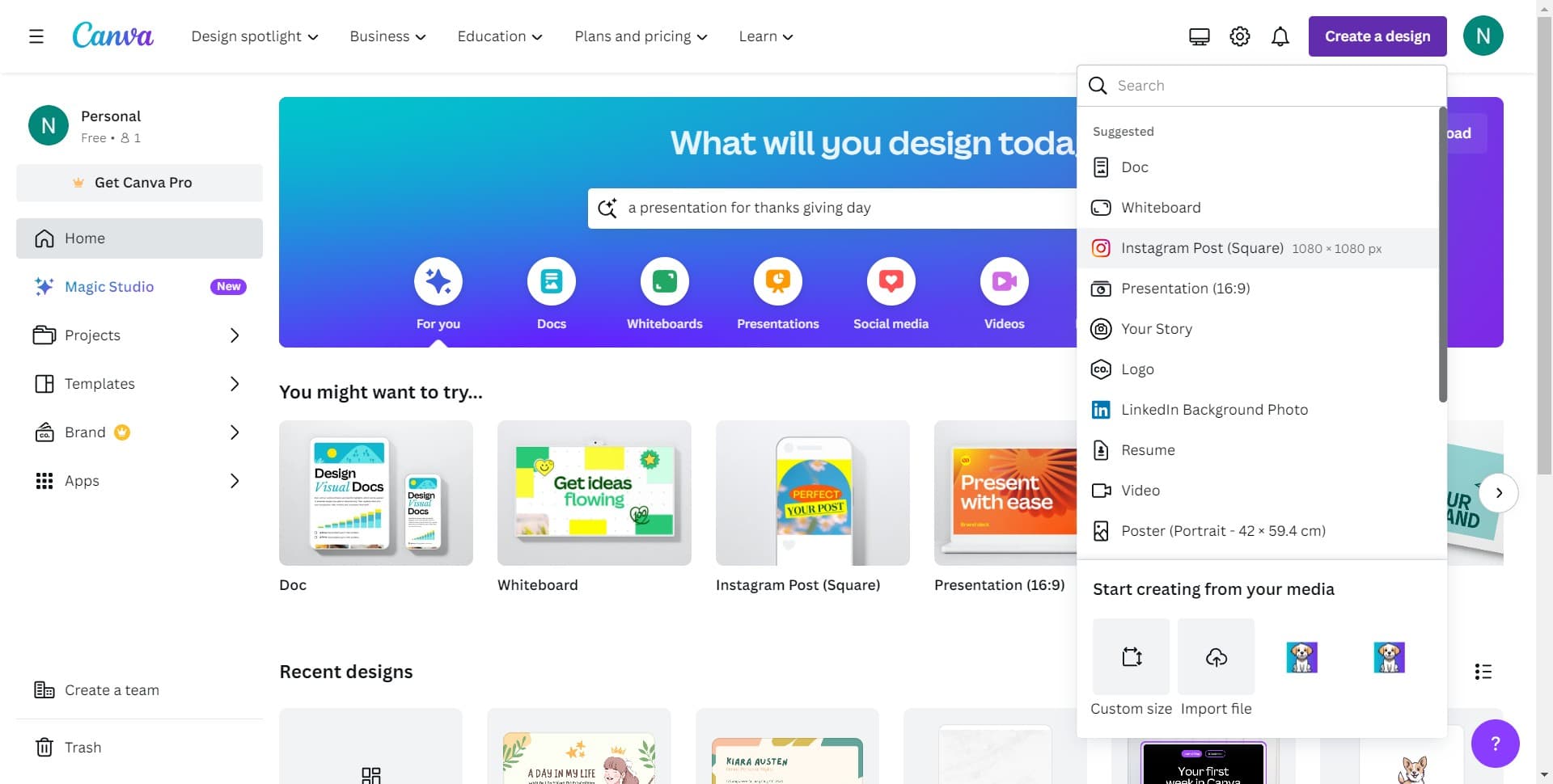 Select Instagram Post Square format