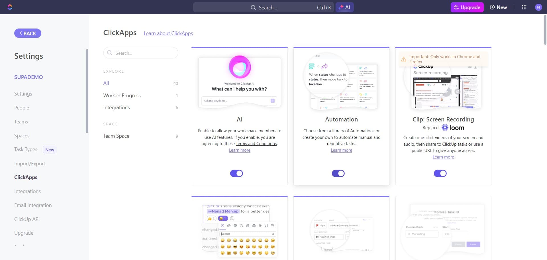 Access the automations menu