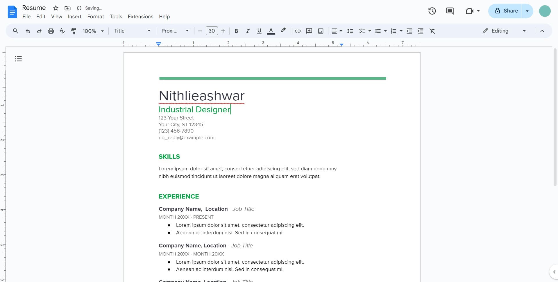 Create document from template