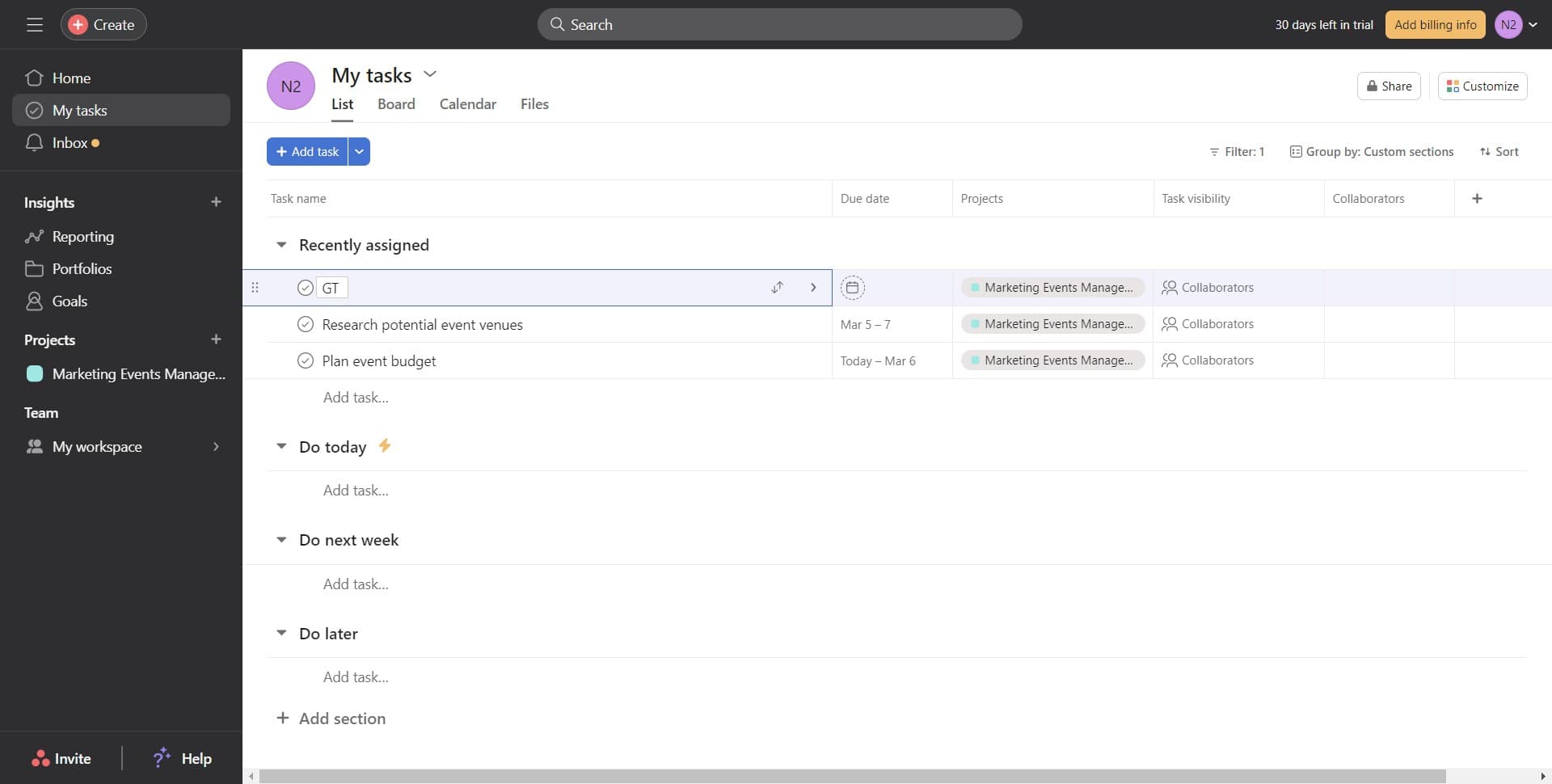 Locate the task to delete