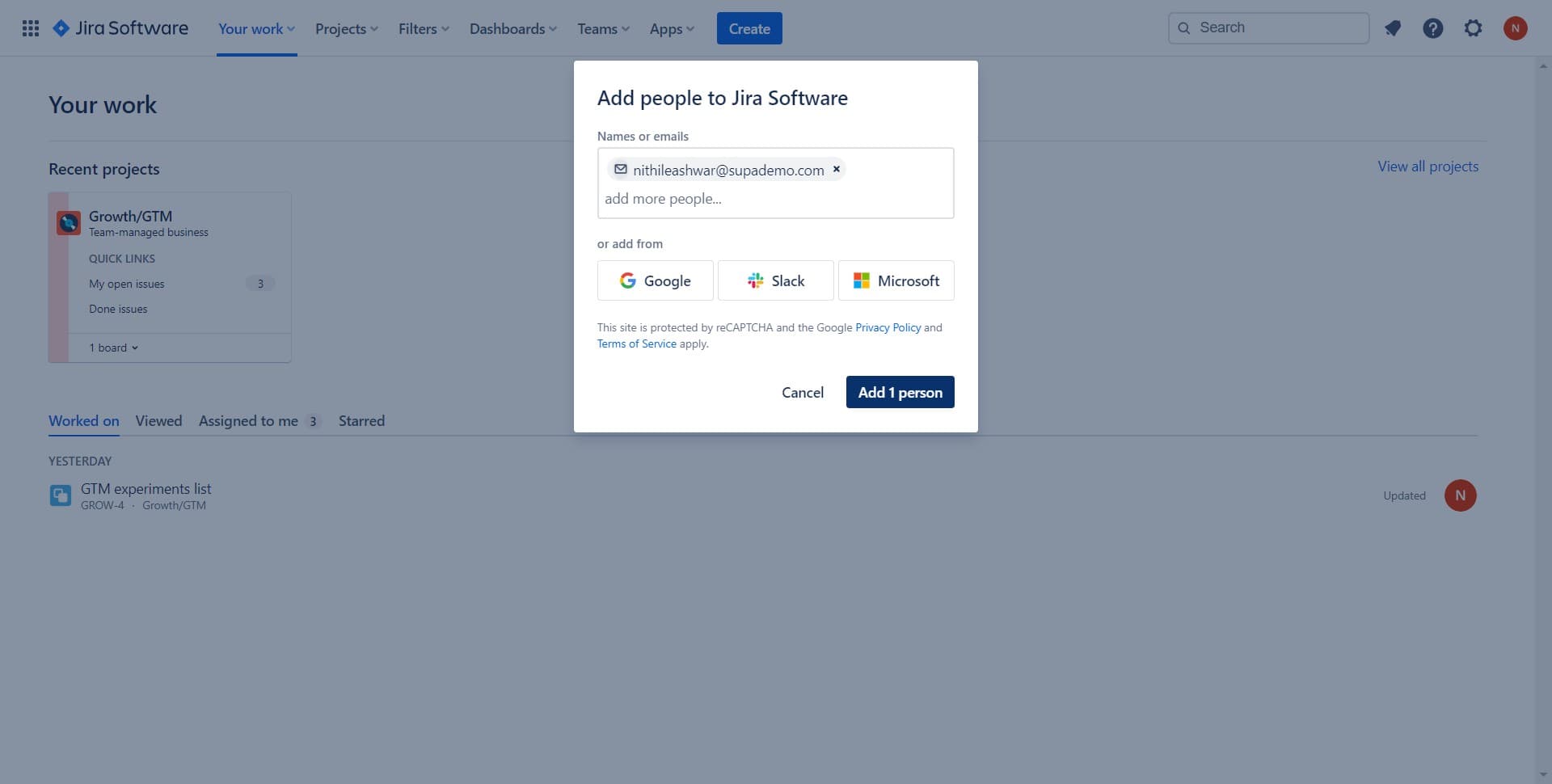 Add one person to your team