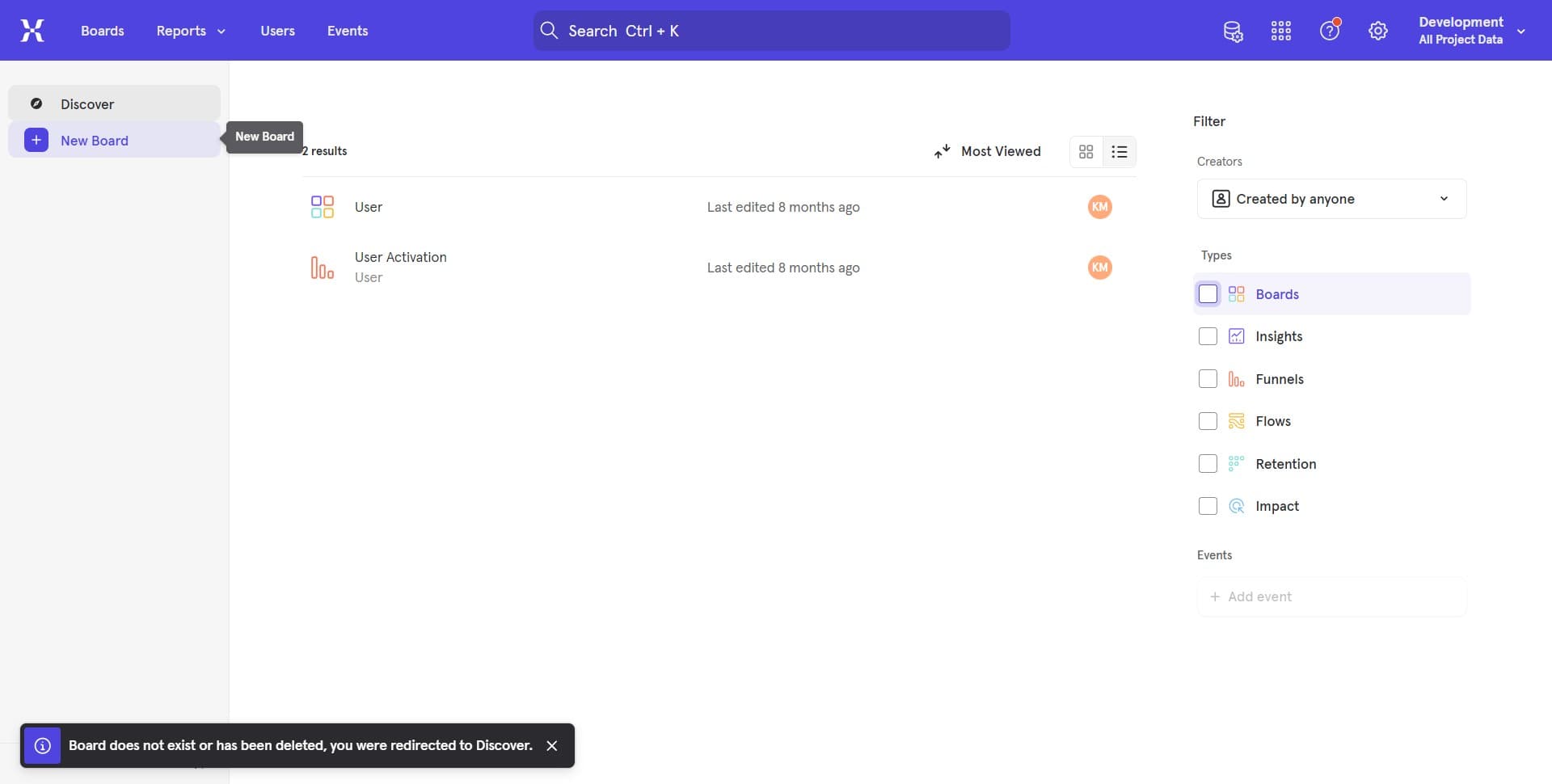 Navigate to boards section