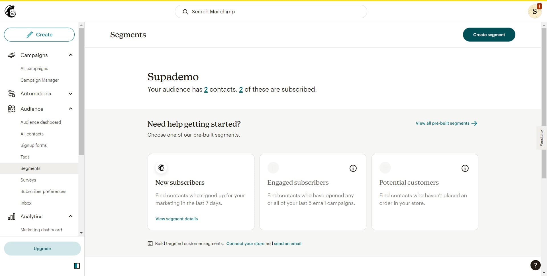 Initiate segment creation