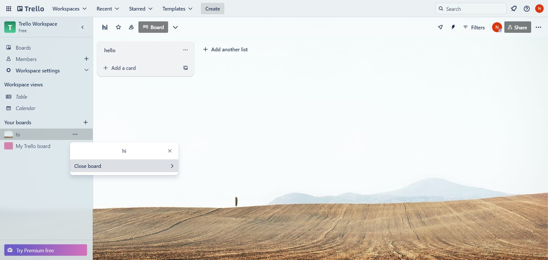 Click on Close board