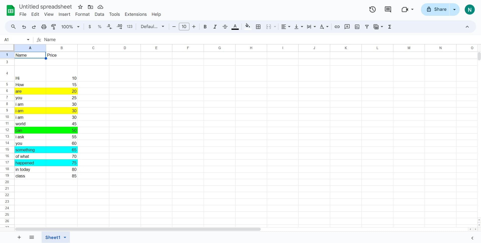 Access the cell actions menu