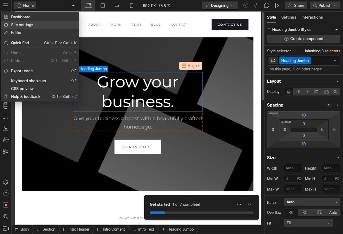 Click on Site settings