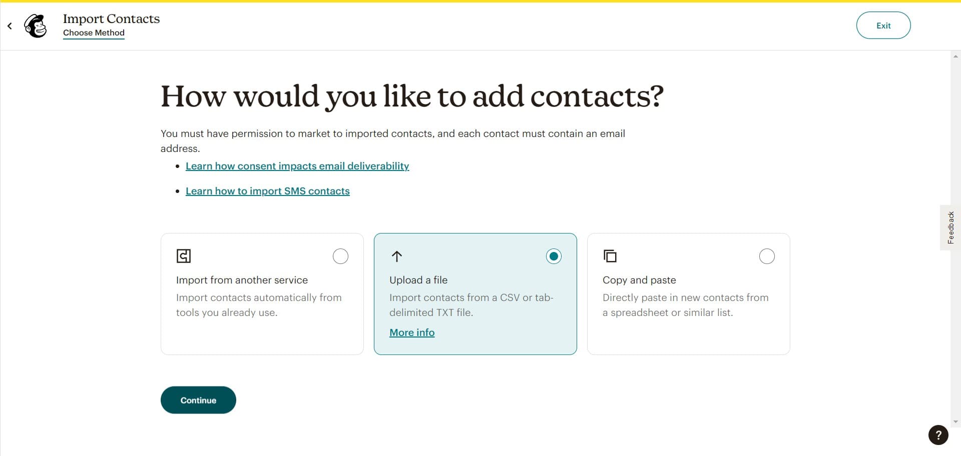 Click Continue to configure