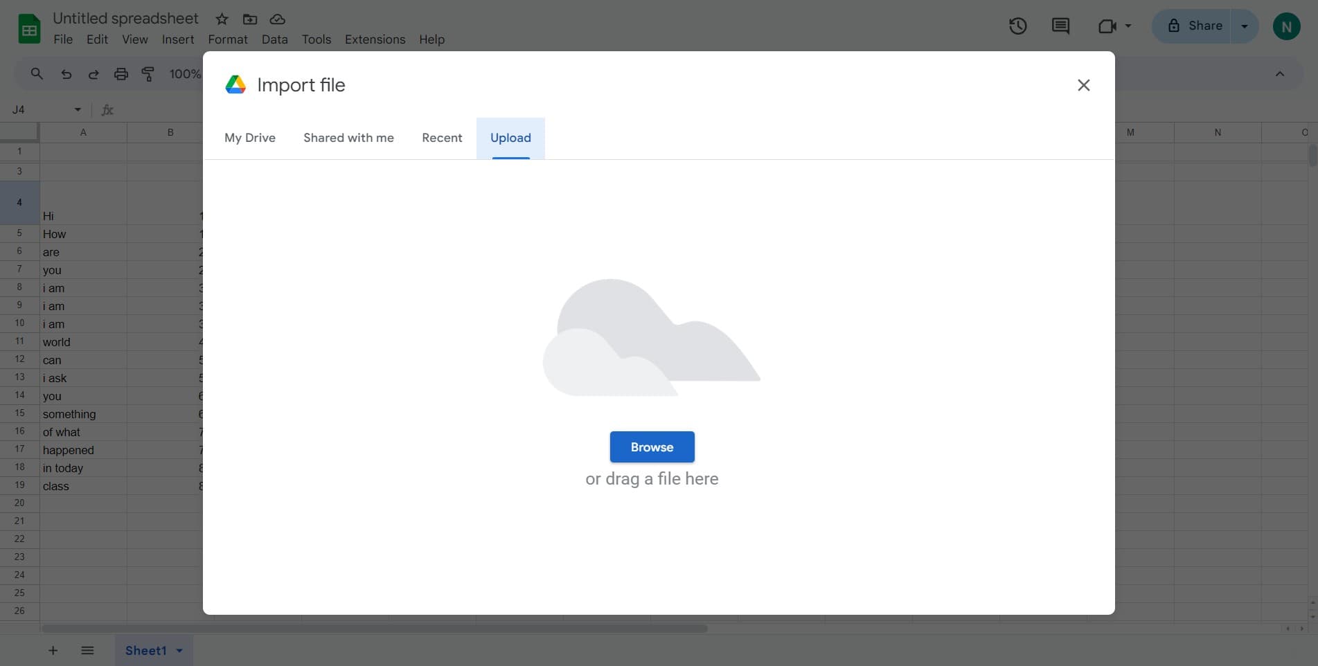 Upload your Excel file