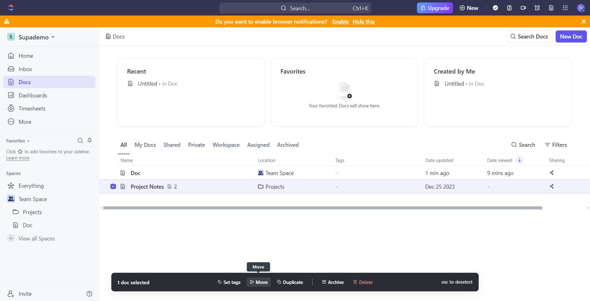 Access the move menu
