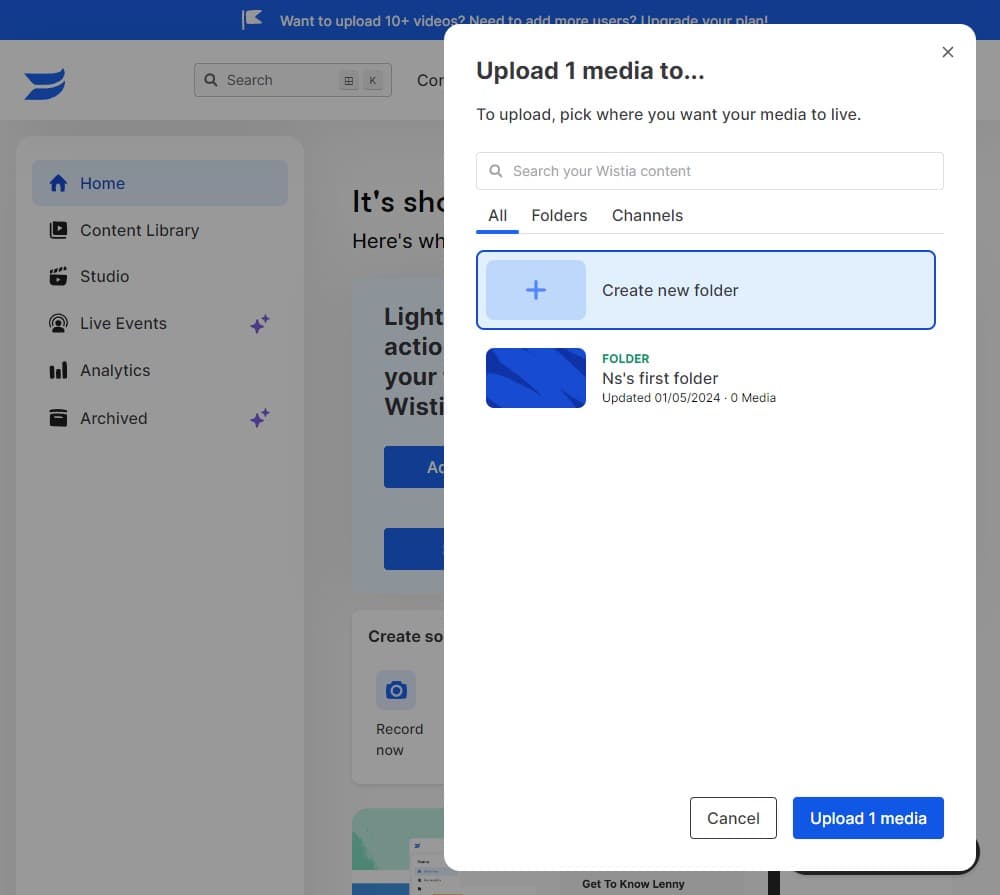 Click on Upload 1 media