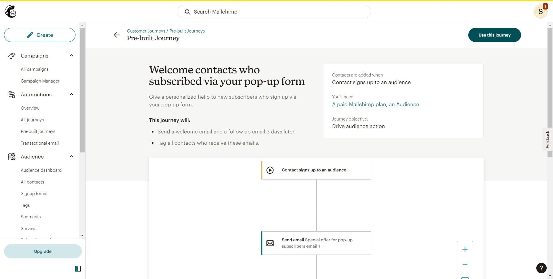 Click Use this journey