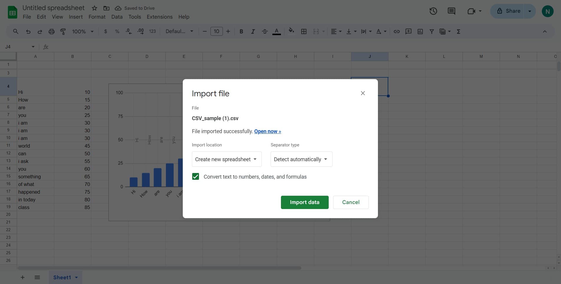 Access your imported sheet