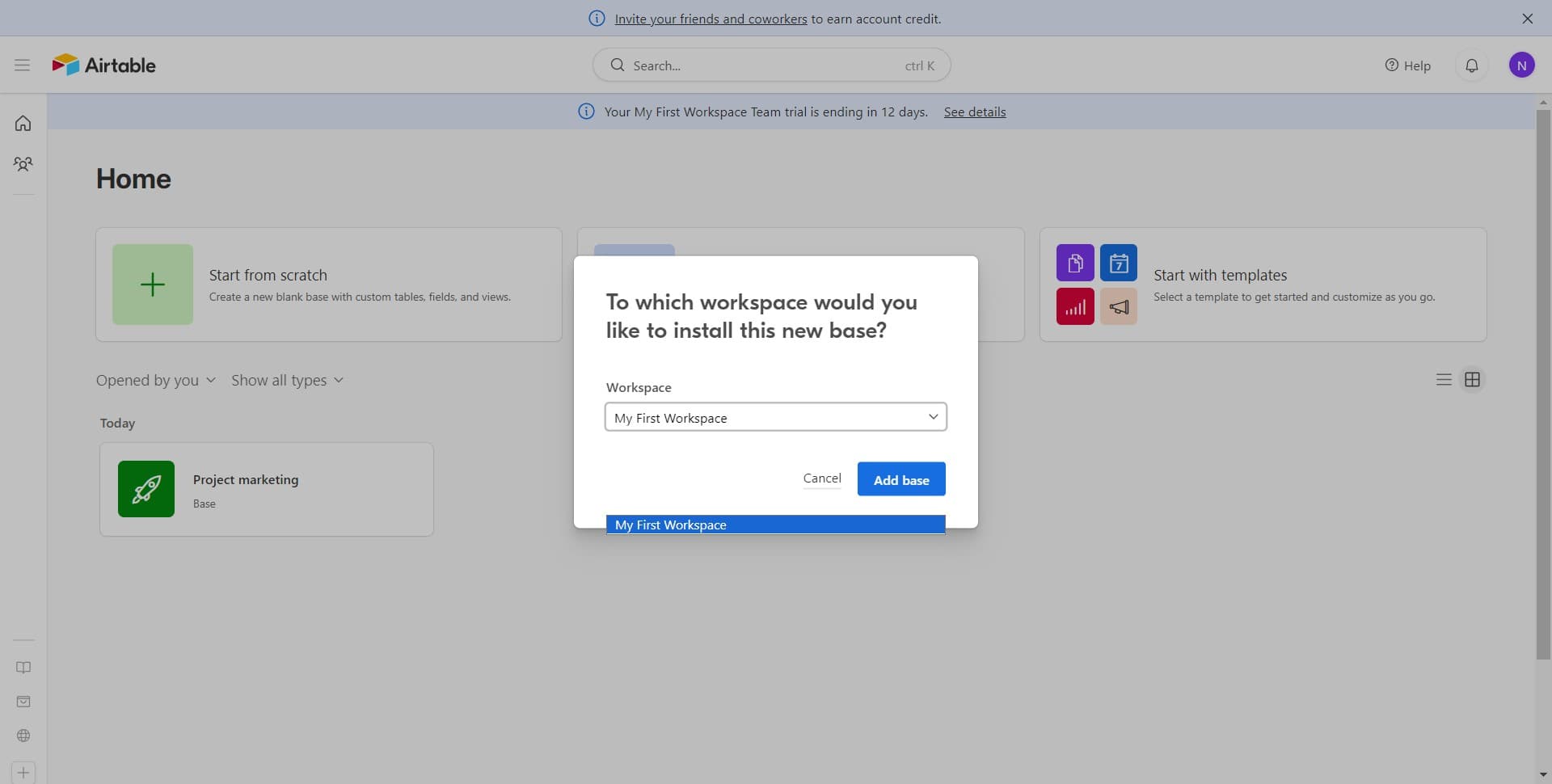 Select your workspace