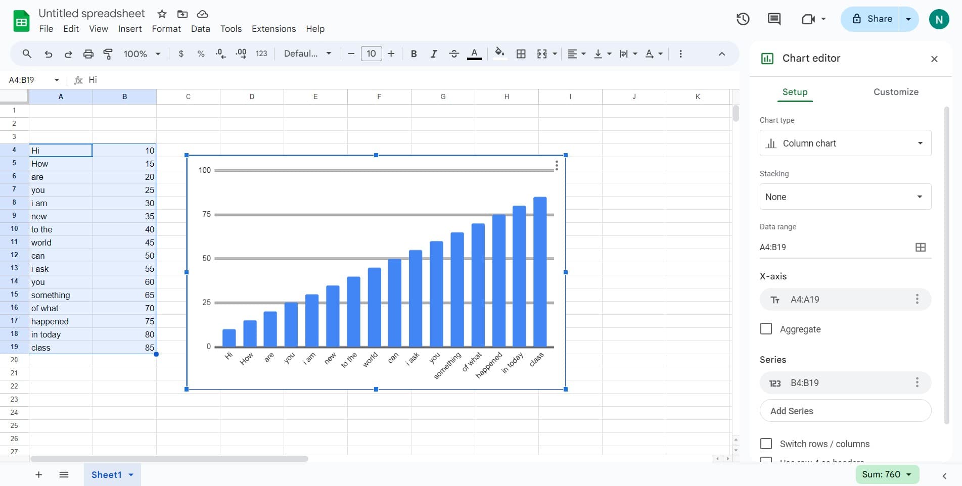 Configure chart settings