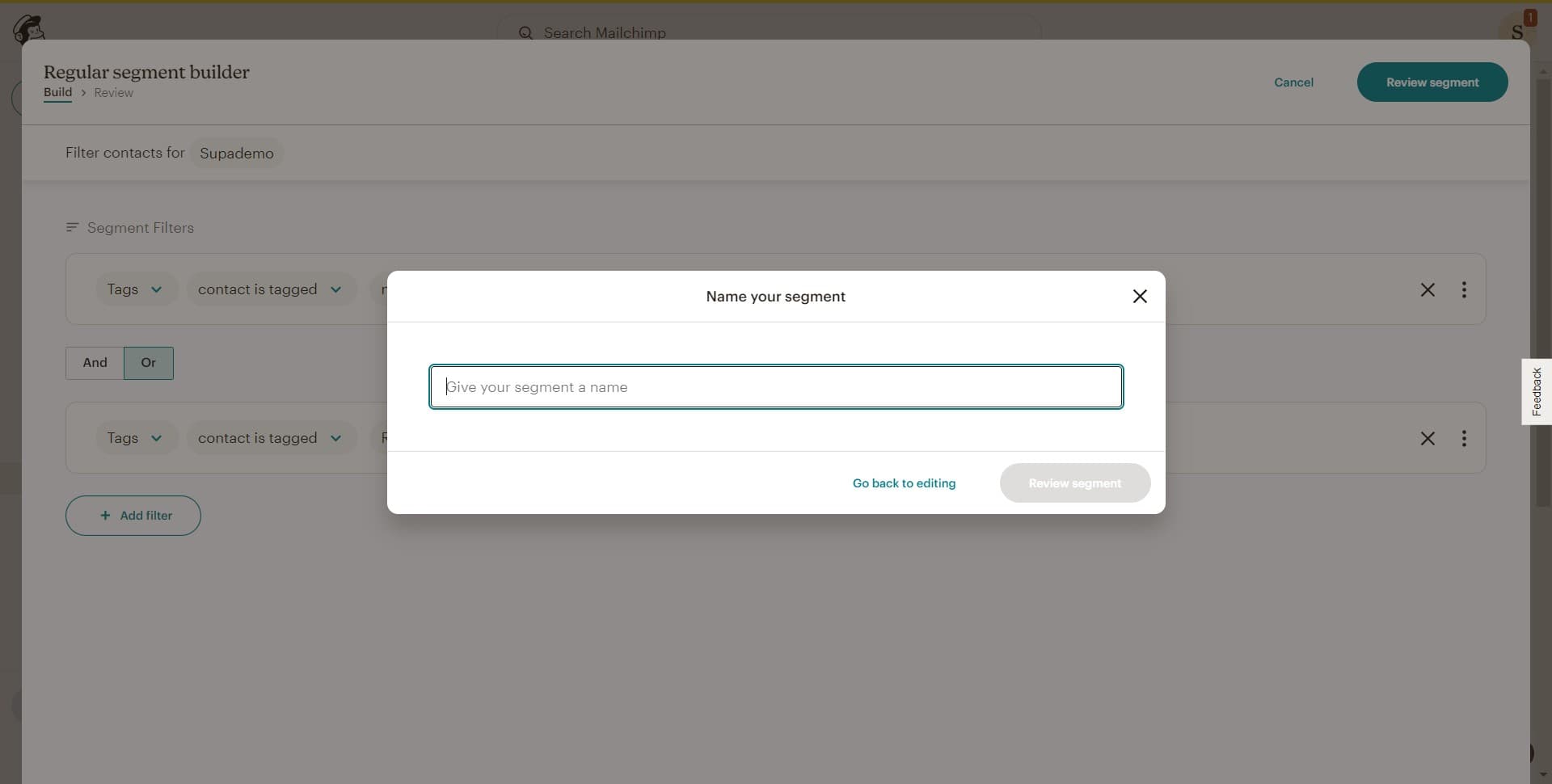 Confirm segment configuration