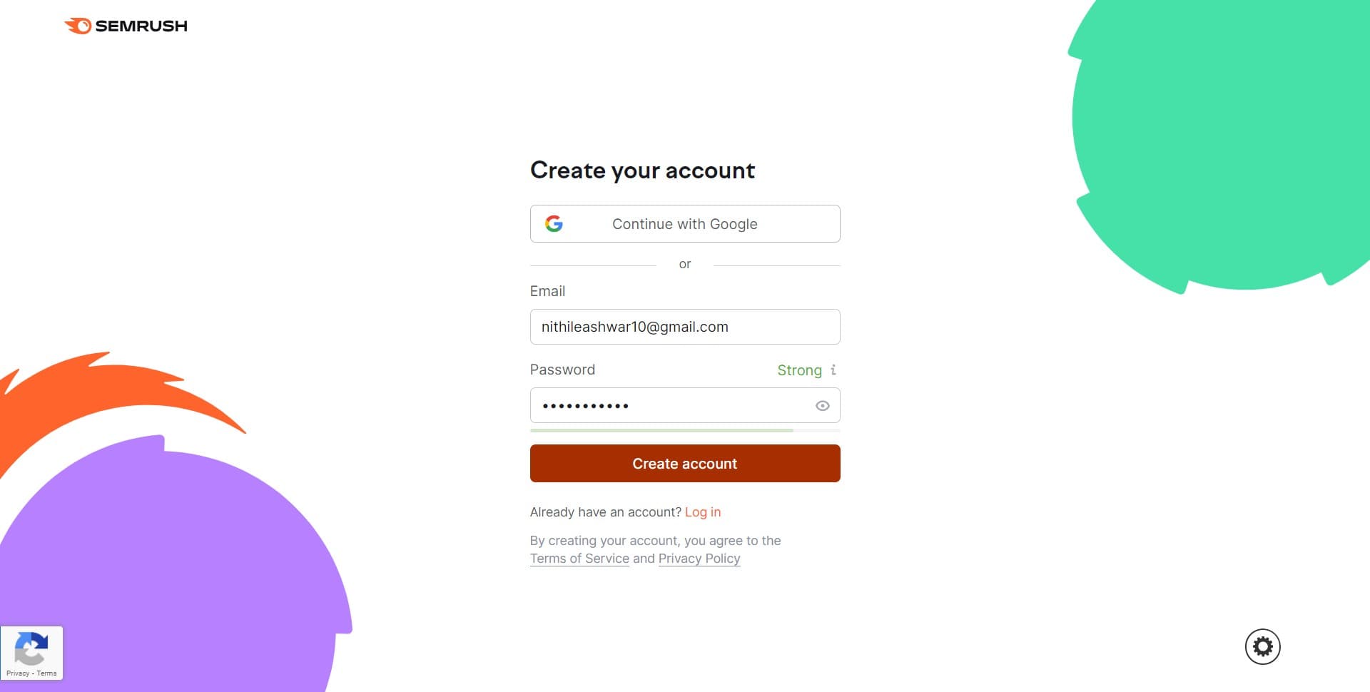 Click on Create account