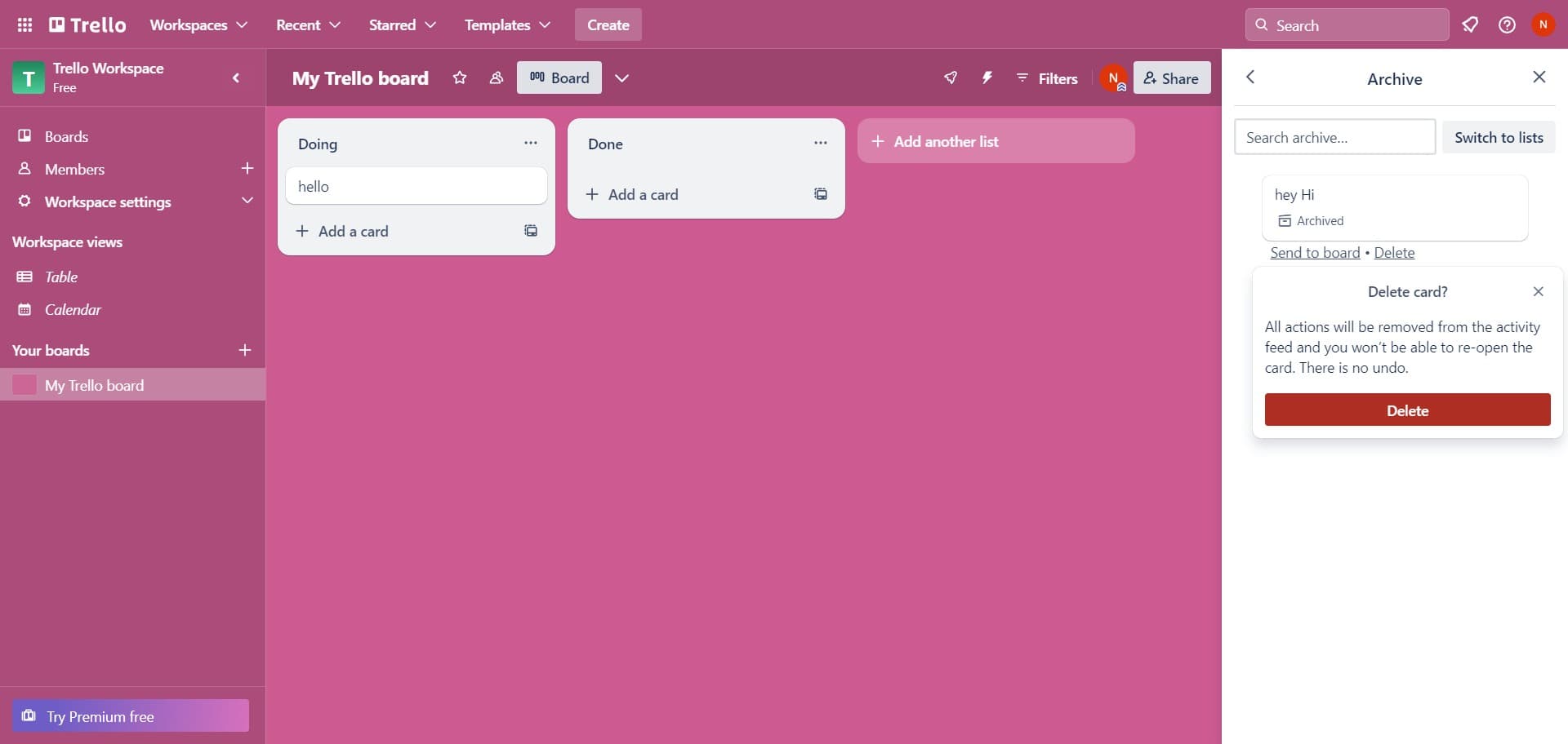 Confirm the deletion