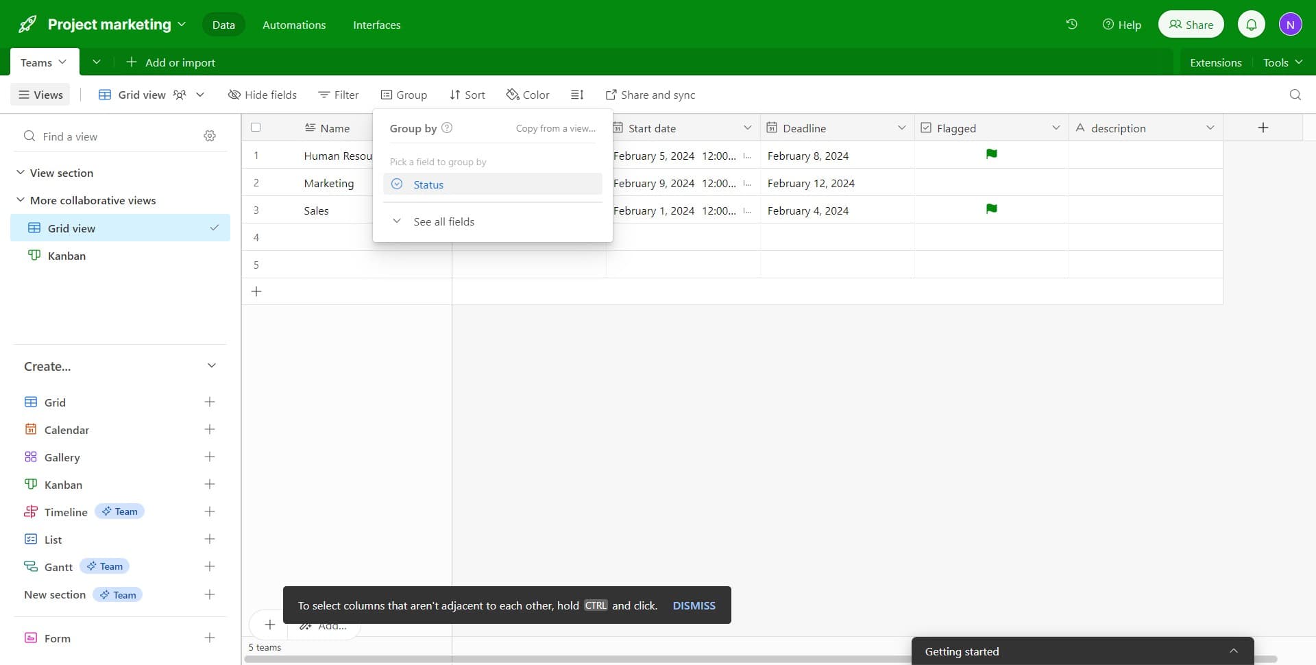 Access the subgroup options