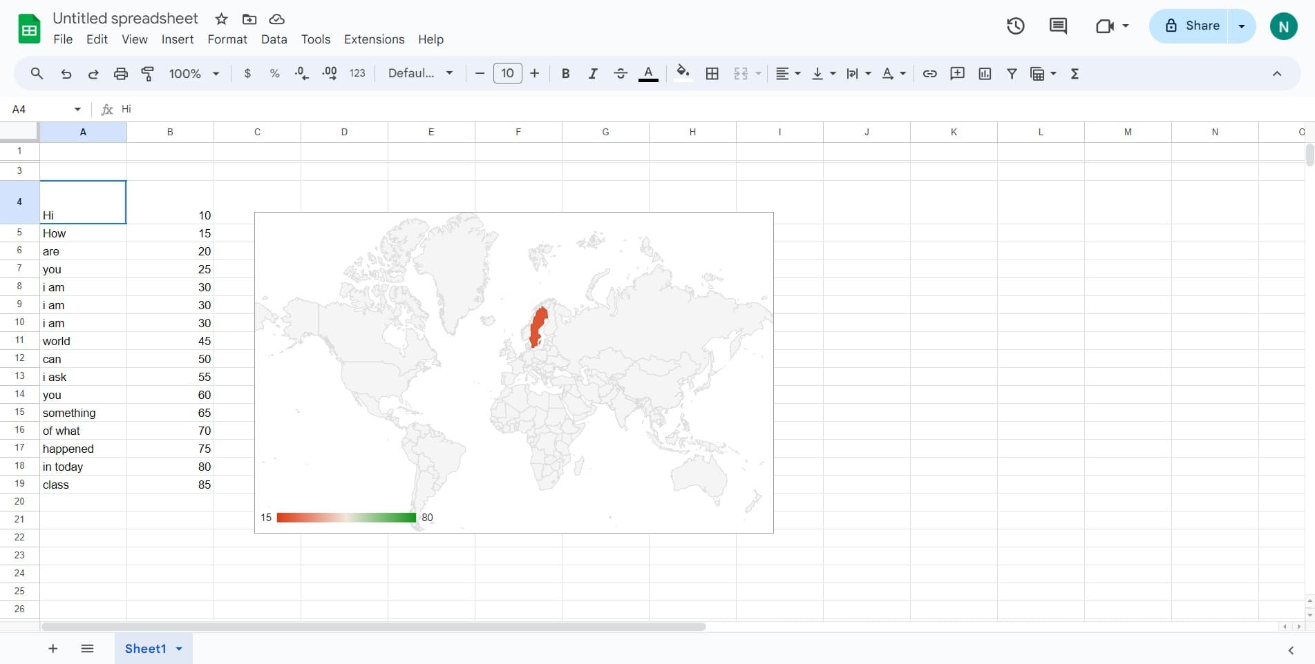 Select the range to search