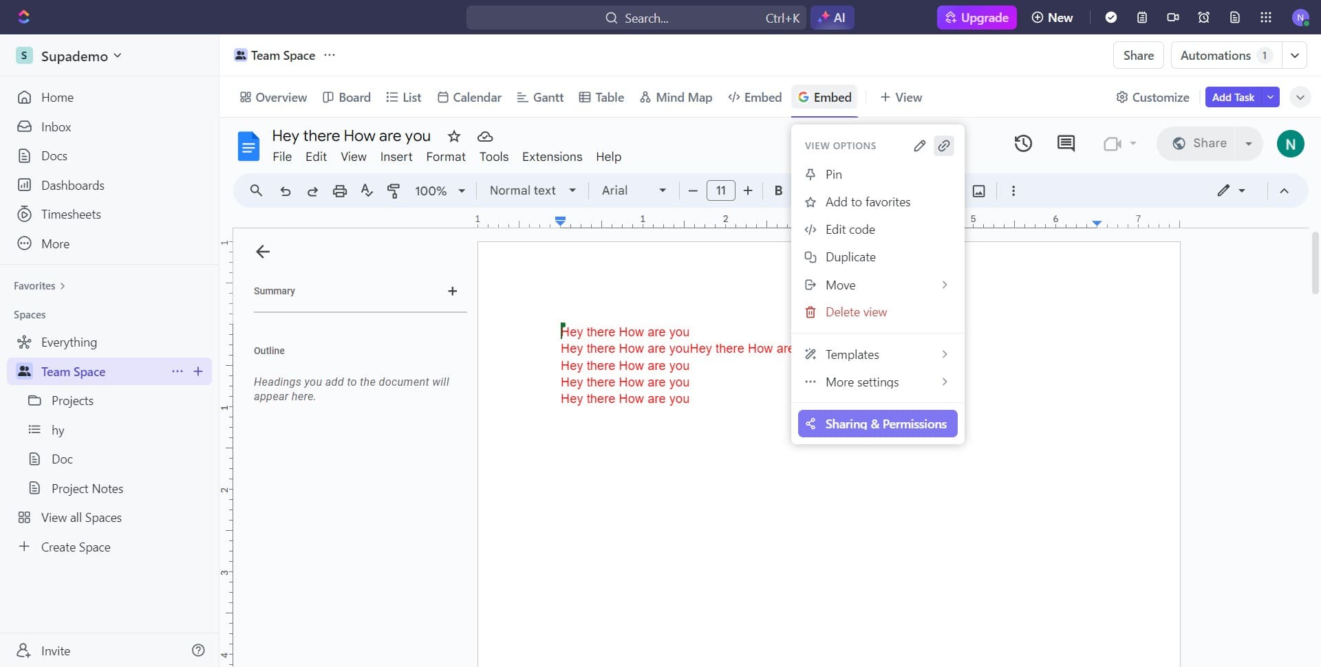 Confirm the embed destination