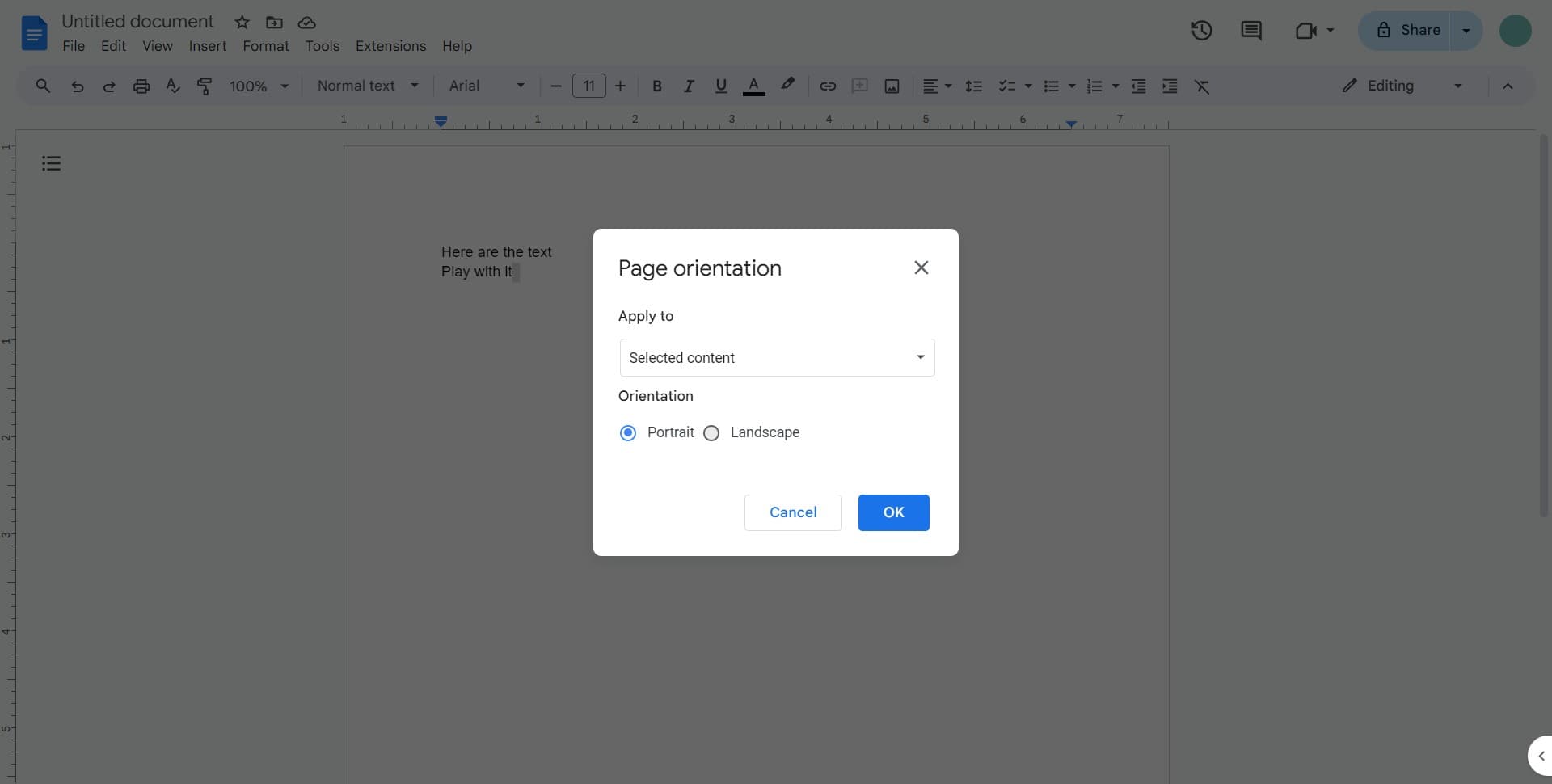 Choose your preferred orientation