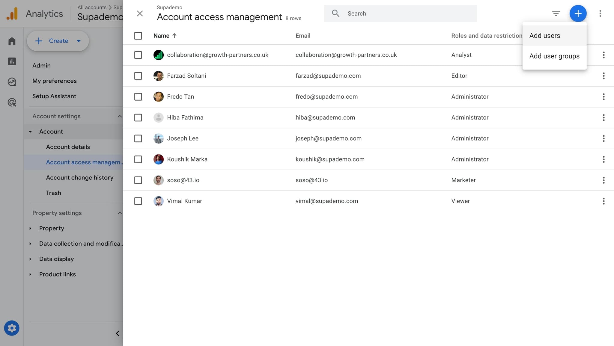 Choose Add users option