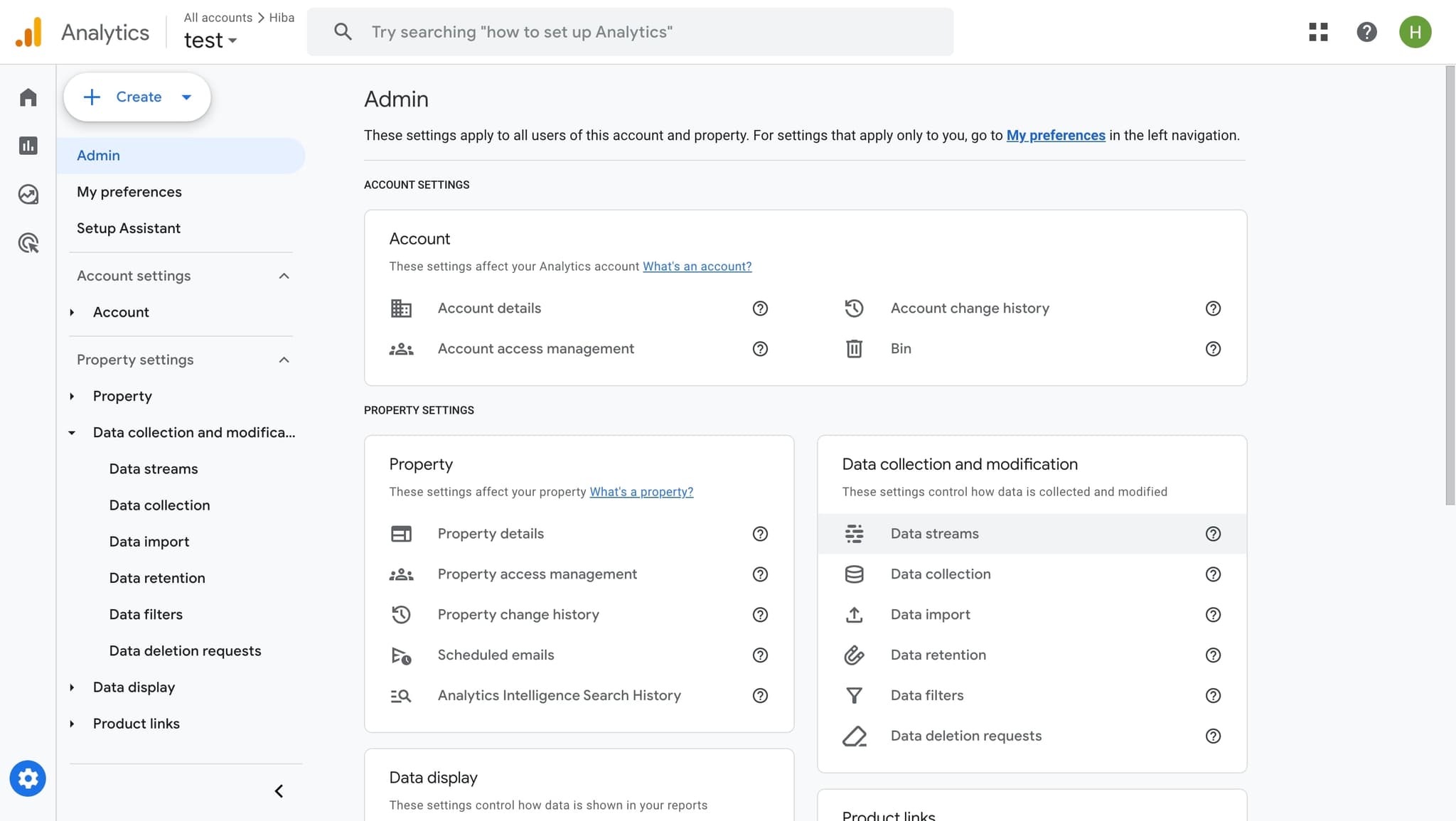 Navigate to Data streams