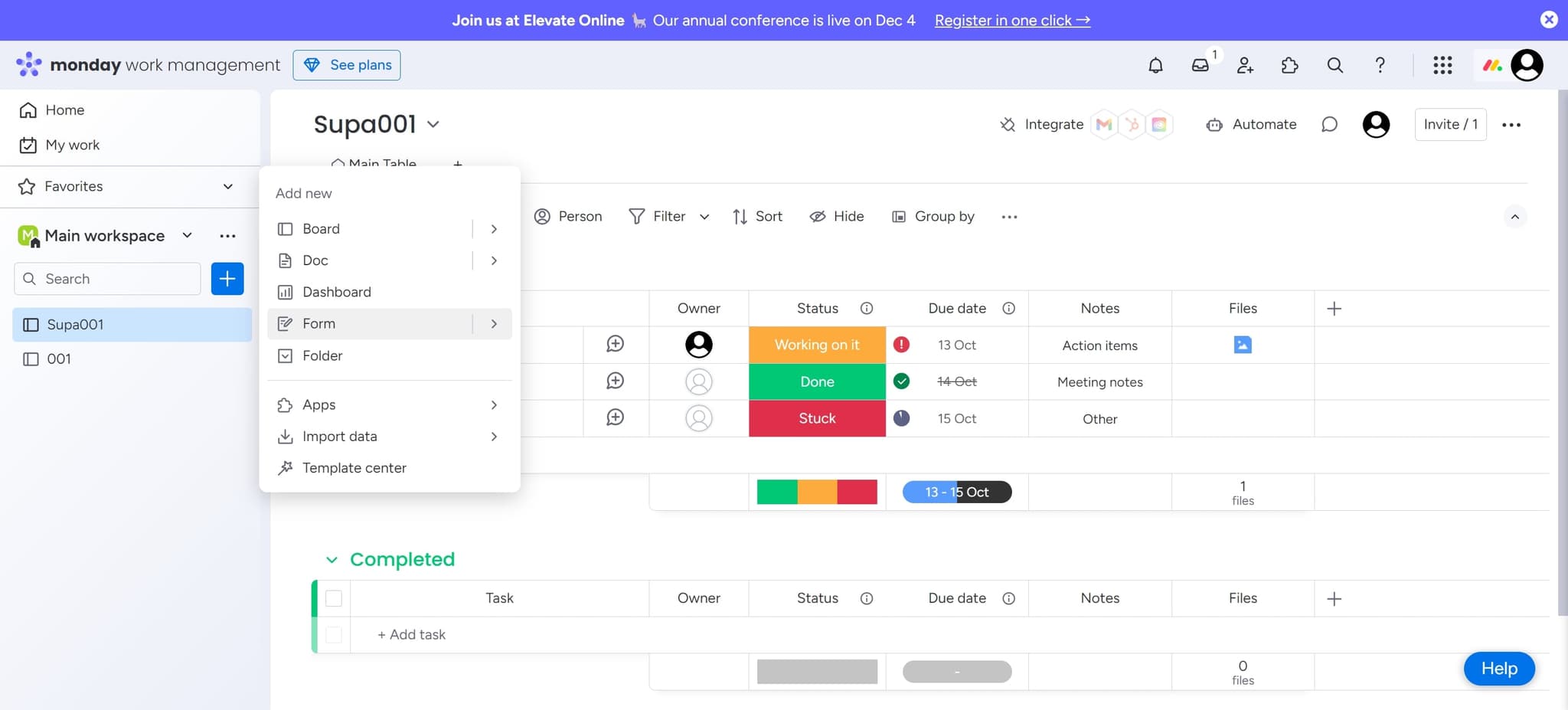 Select the Form option