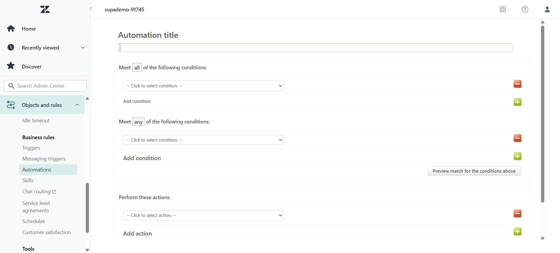 Define automation actions