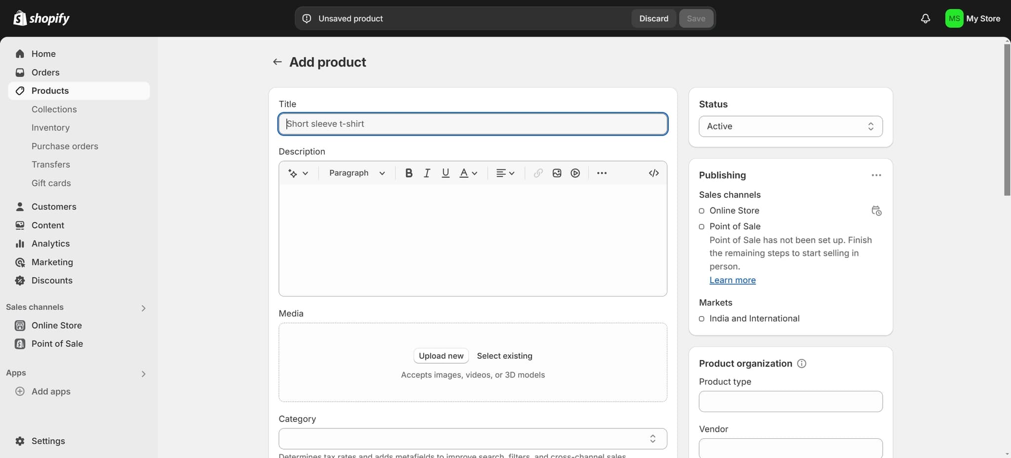 Create a new product