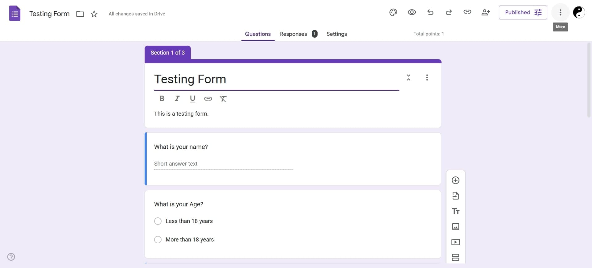 Create or select your form