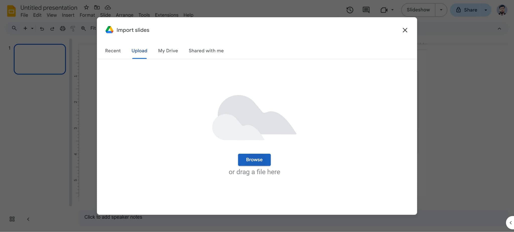 Browse or drag your file