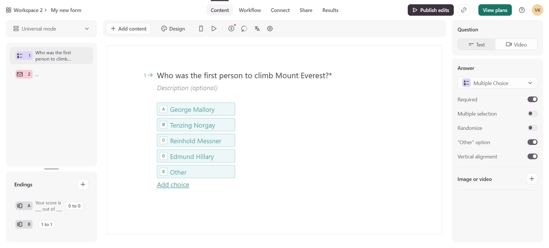 Access your Typeform workspace