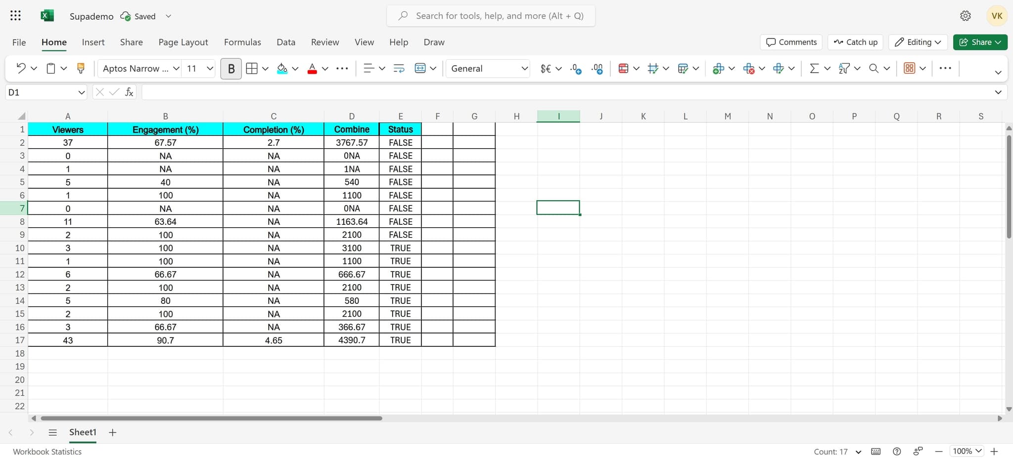 Click on the column to select it