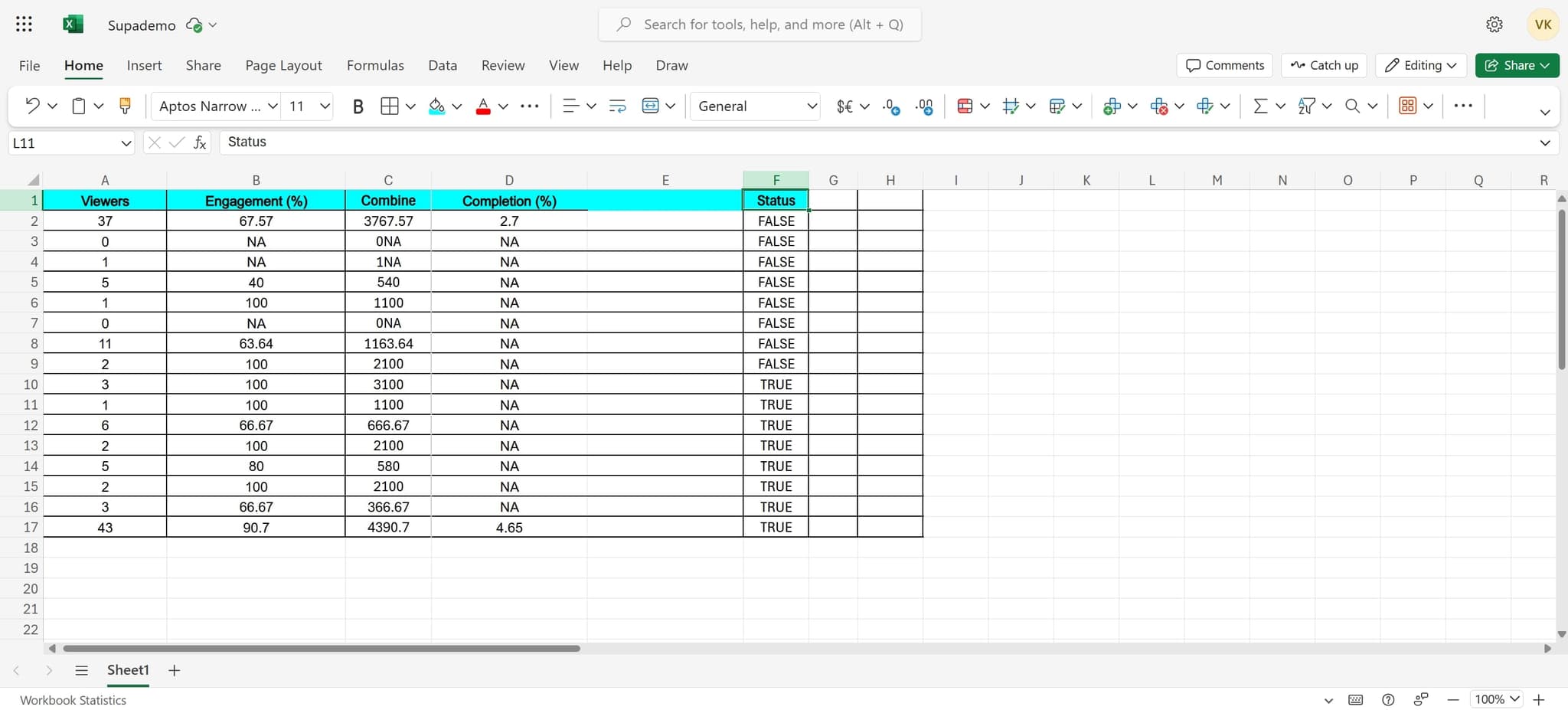 Open Excel and select data