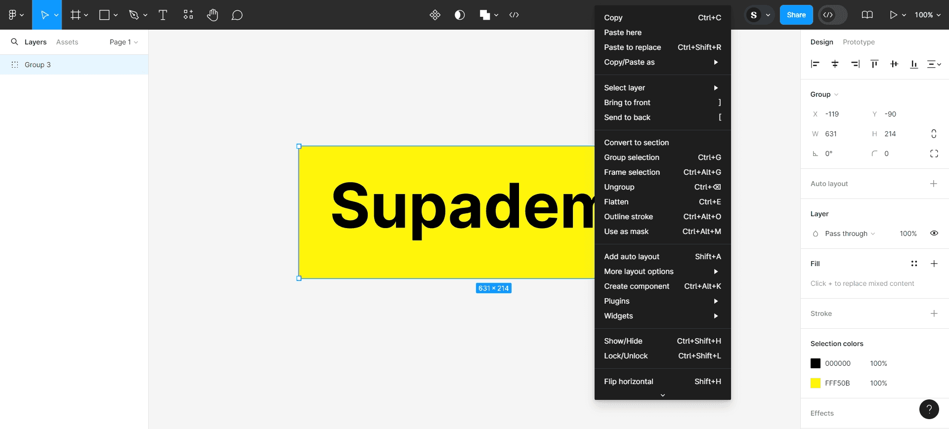 Select the grouped element