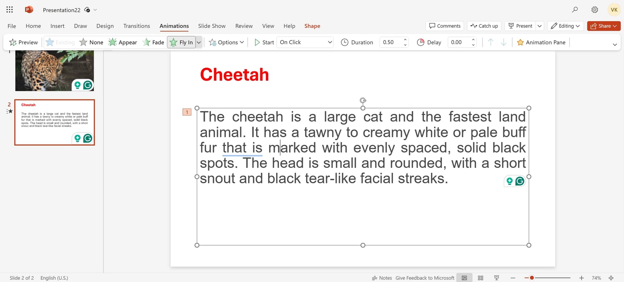Remove the animation