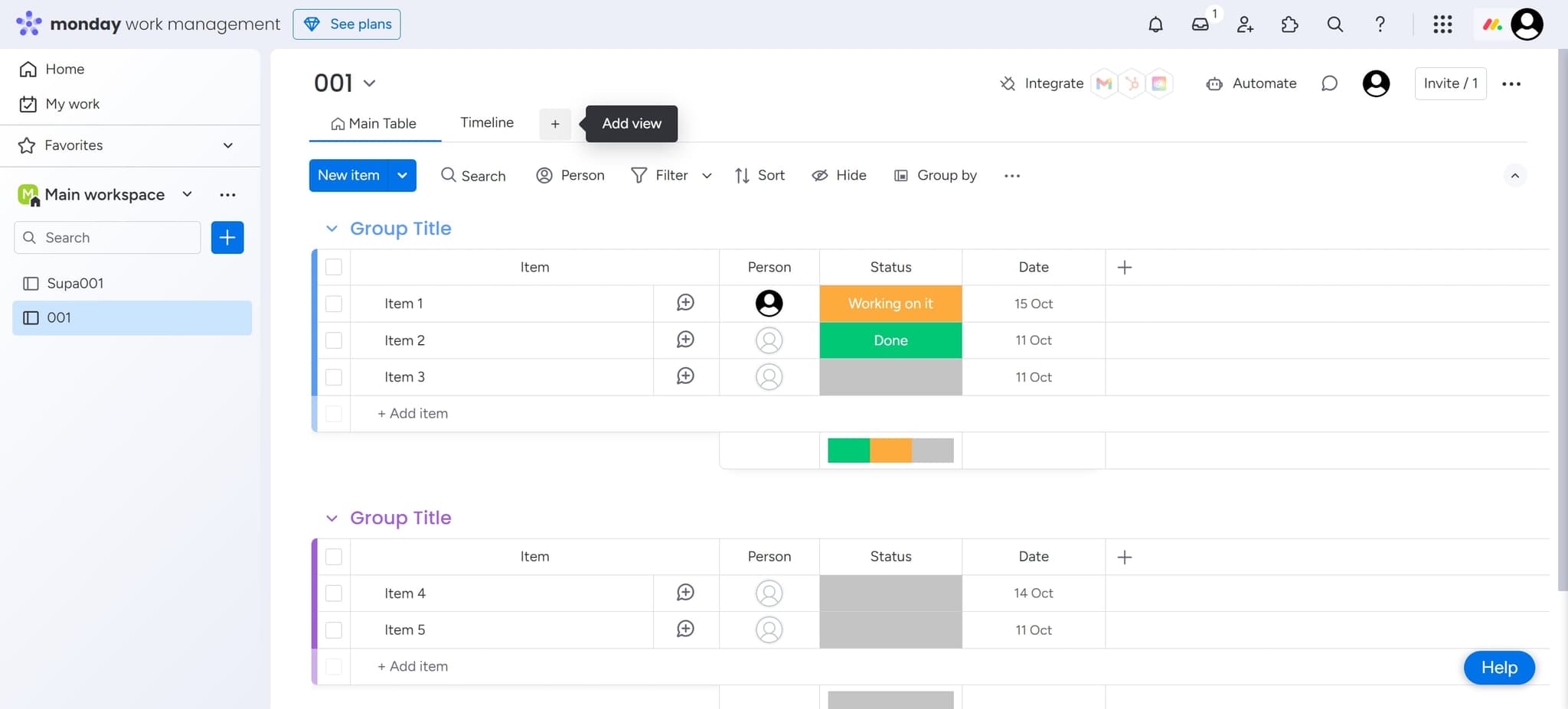 Select the view element