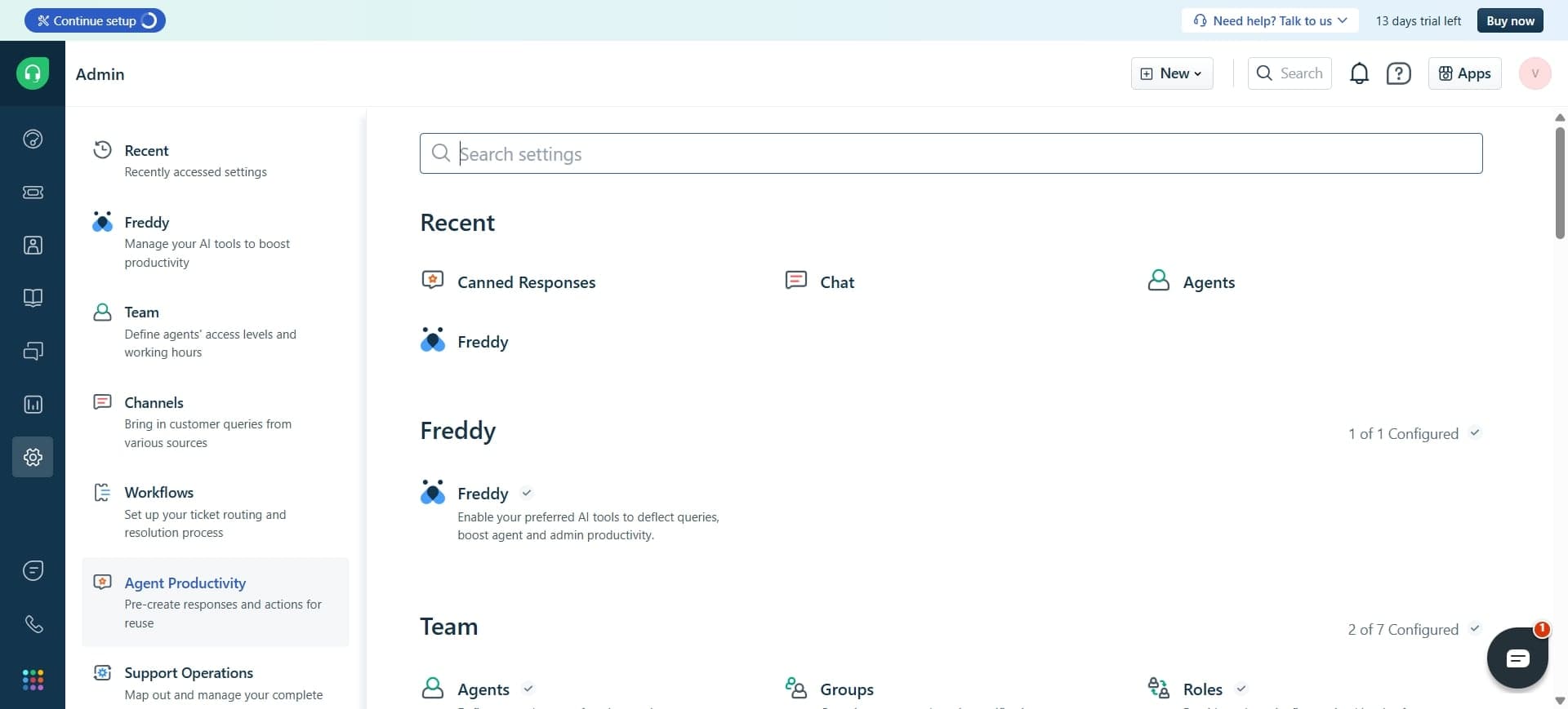 Navigate to canned responses section